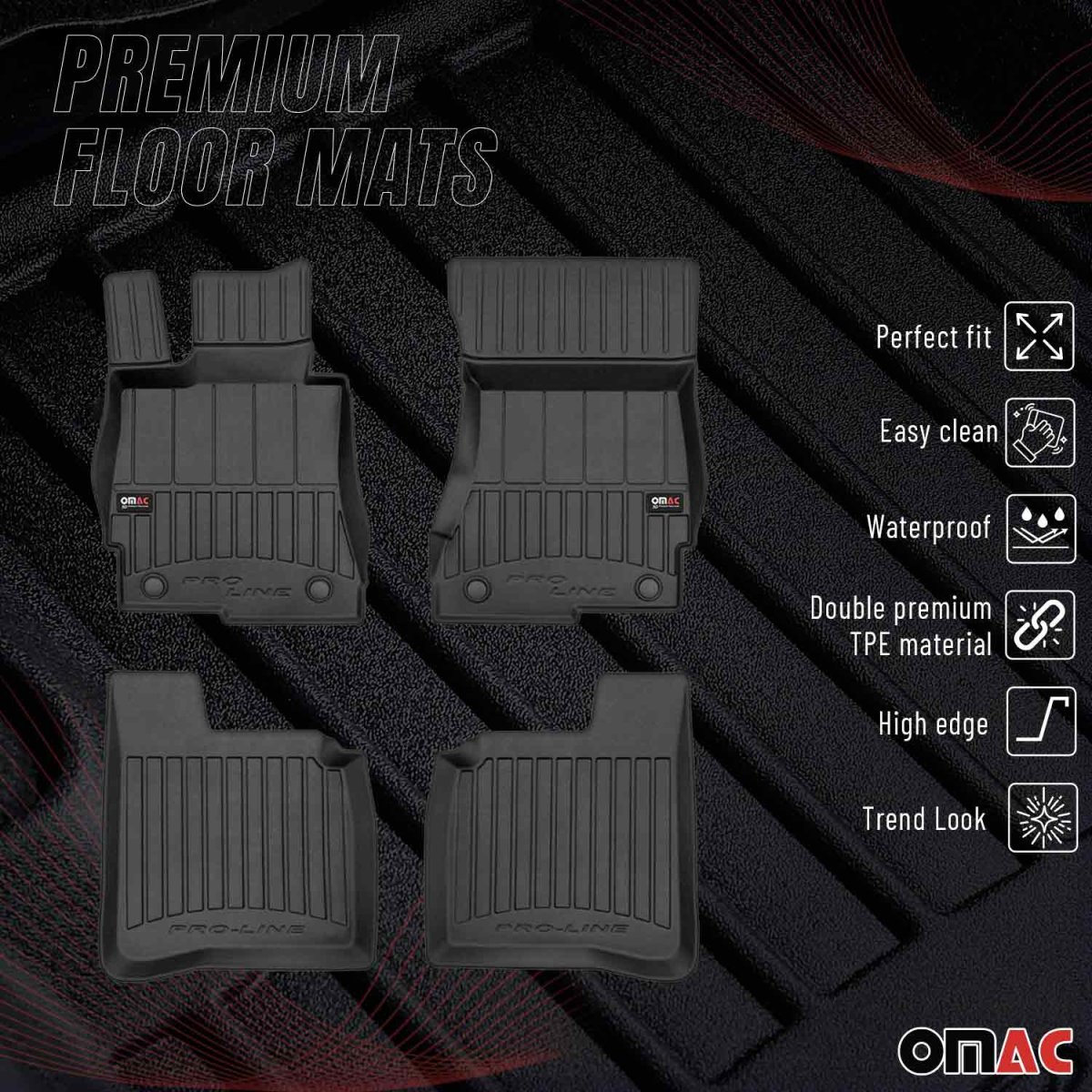 Mercedes S Class W221 LWB Floor Mat - Omac - Proline Premium TPE - Black - '07-'13